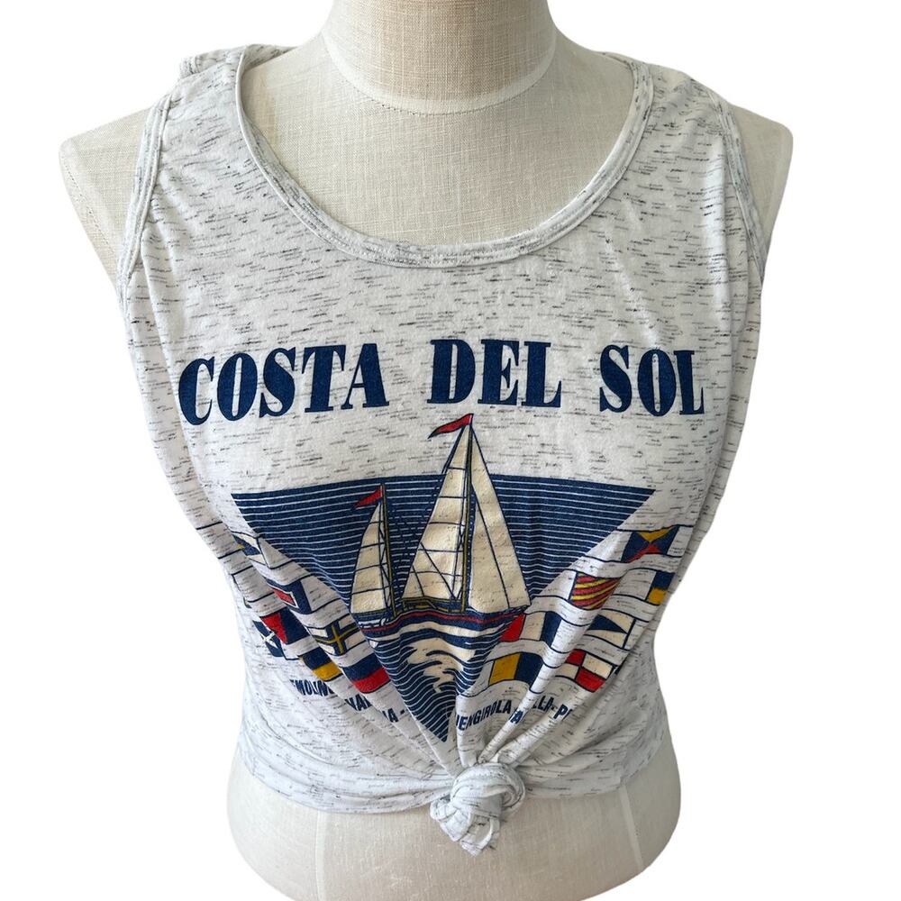 Vintage 80s Sailboat graphic baby tee tank top